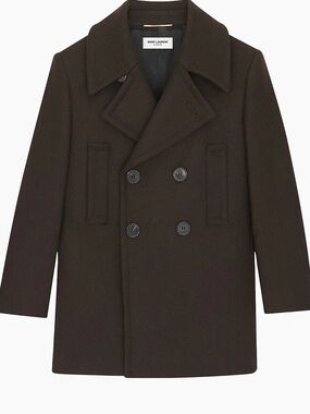 Saint Laurent Chocolate Brown wool Gabardine peacoat 38
